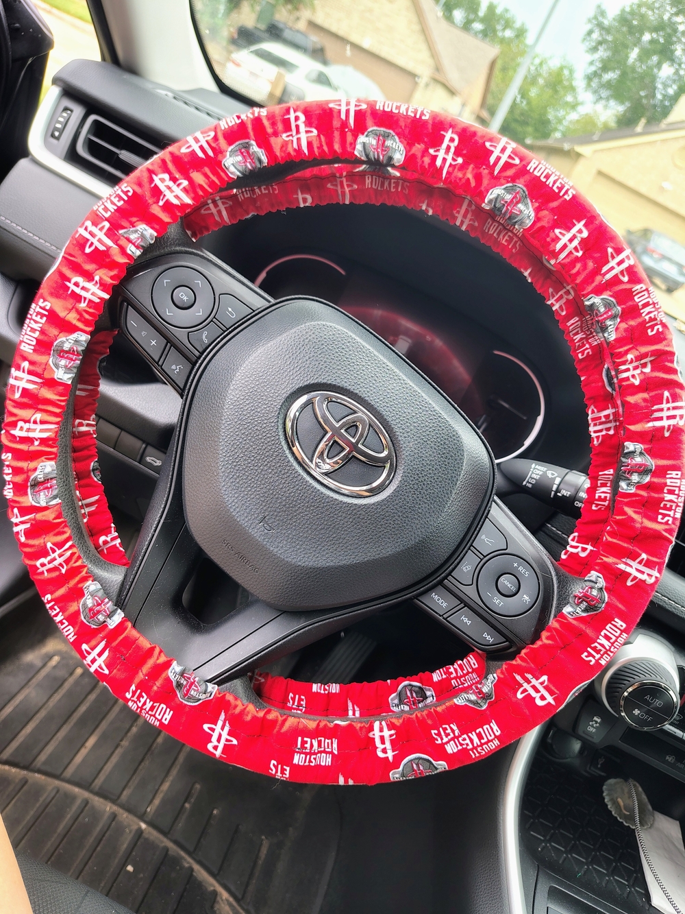 NBA Houston Rockets Red and Black Steering Wheel Cover bundle of 2 Handmade